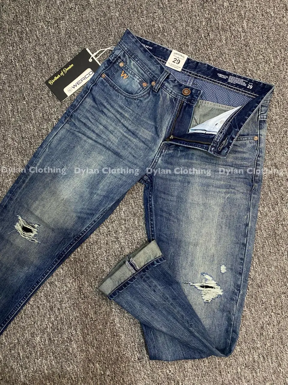 Celana Werco Denim | Celana Jeans Panjang | Brand Lokal Original Berkualitas | Motif Sobek | Cuttingan Regulerfit Elegant regular Pria Distro Dewasa