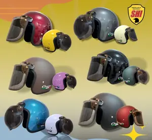 Helm Bogo Classic Garis Tiga Dewasa SNI Kaca  Motorcycle