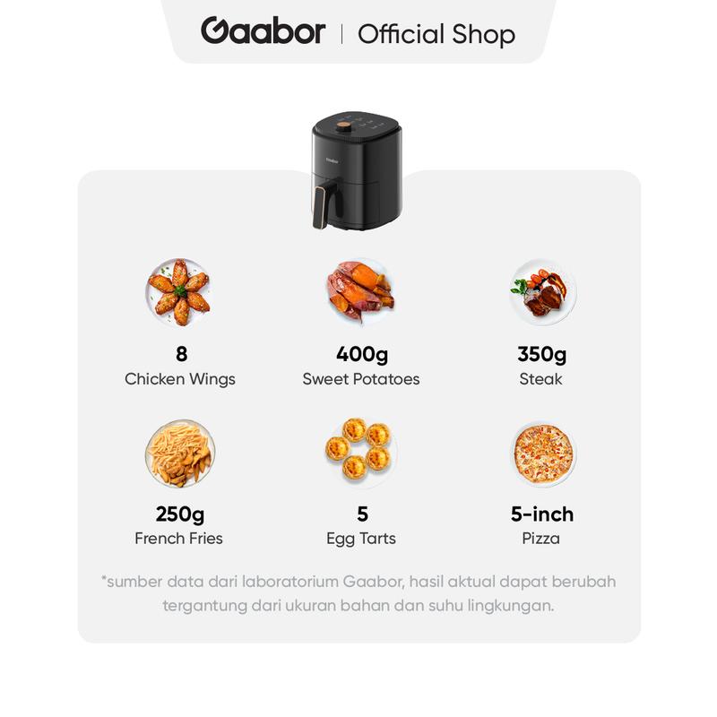 Gaabor Air Fryer 3.5L Mesin Penggorengan Tanpa Minyak Low Watt Multifungsi Serbaguna / AF-35M02A 5