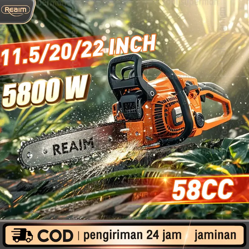 Mesin Potong Kayu 58CC 11.5 inch Chainsaw 2Tak Untuk Gergaji Mesin Alat Outdoor Mesin Gergaji Kayu Gergaji Potong Pohon Kayu