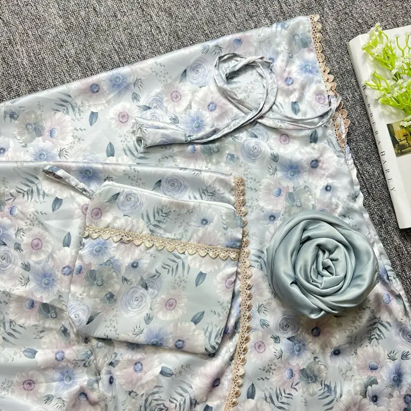 SILKY MUSLIMSTORE Mukena Motif Dewasa  Armanisilk 2in1 traveling  Bawahan polos rendah kecil  Cantik Mewah dengan  Pouch