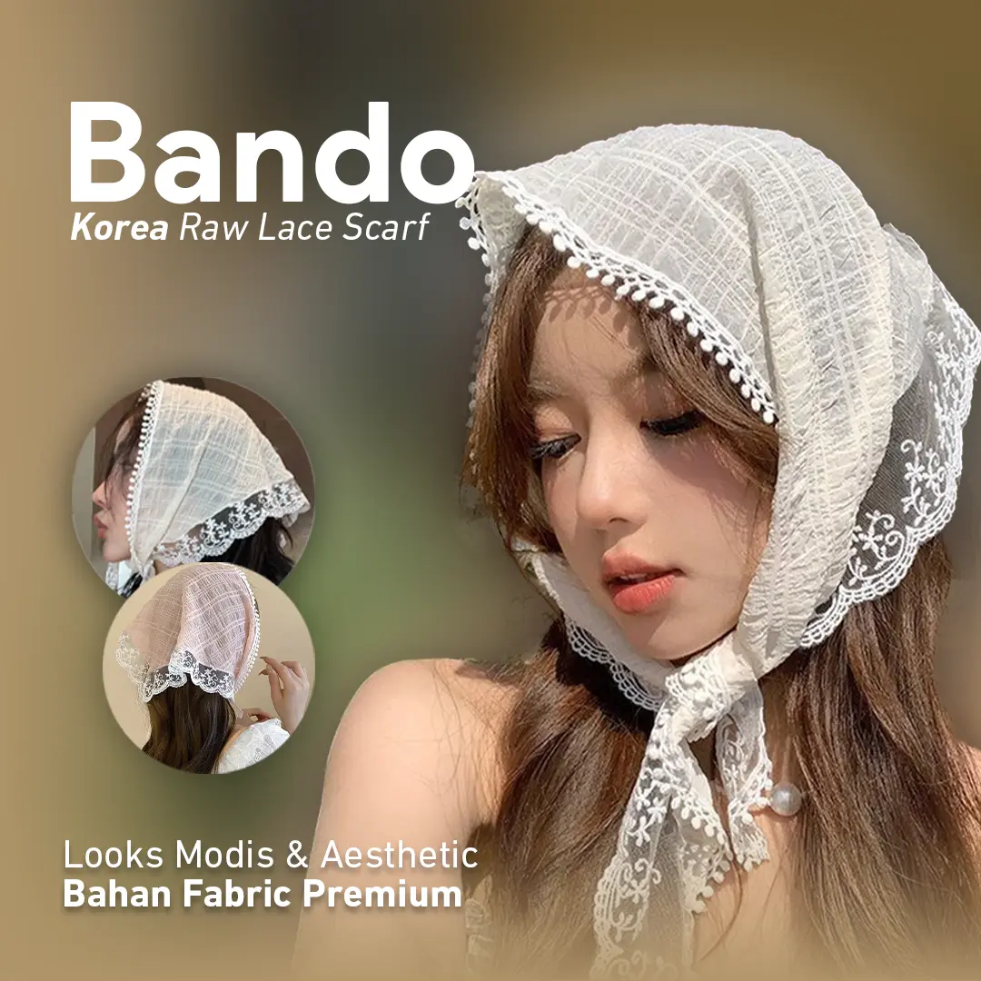 Bando Korea Raw Lace Scarf – Tampil Manis & Elegan dengan Sentuhan Korean Style | Aesthetic Raw Lace Scarf | Syal Korea