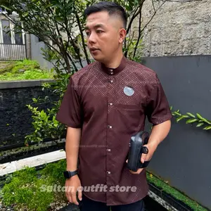 Baju koko pria kemko sultan lengan pendek panjang terbaru kemeja koko motif diamond