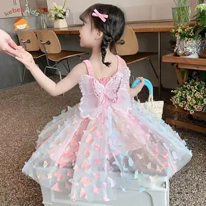 kebei-Gaun Anak Perempuan 2025 Pakaian Musim Panas  Anak Pesta Renda Pita Gaun Putri Mimpi Peri Rok Pelangi Kupu-Kupu dress import Fashion Kids Baju