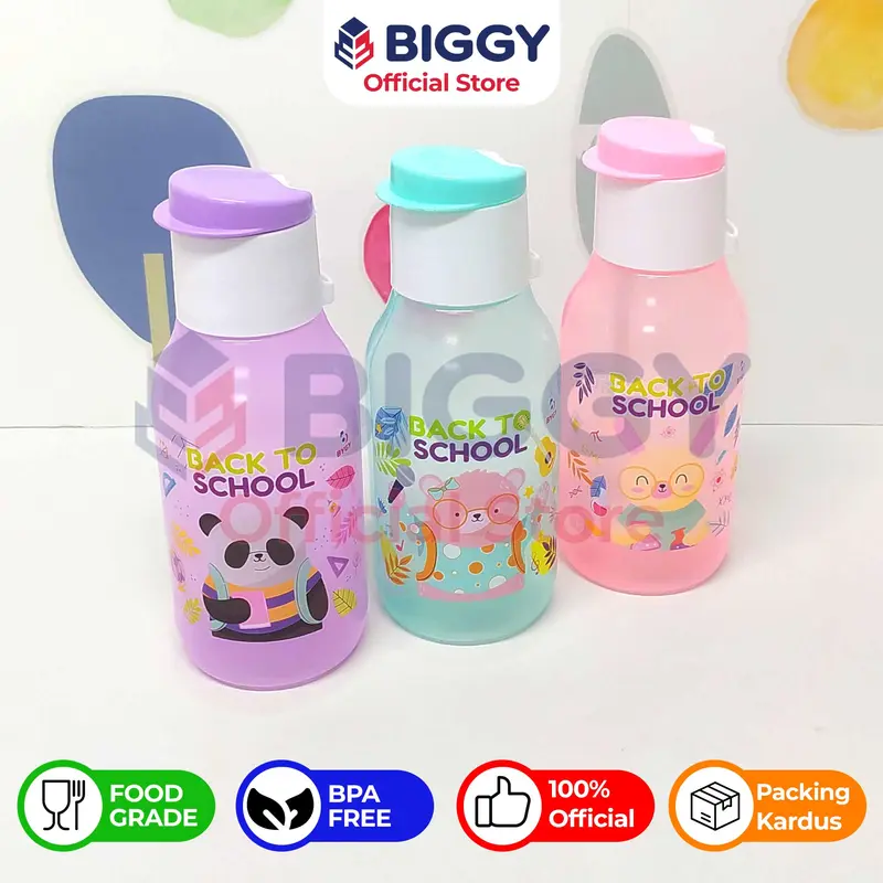 Botol Air Elixir 350ml / Botol Minum Flip Top Plastik Souvenir Ulang Tahun - BYGY 1