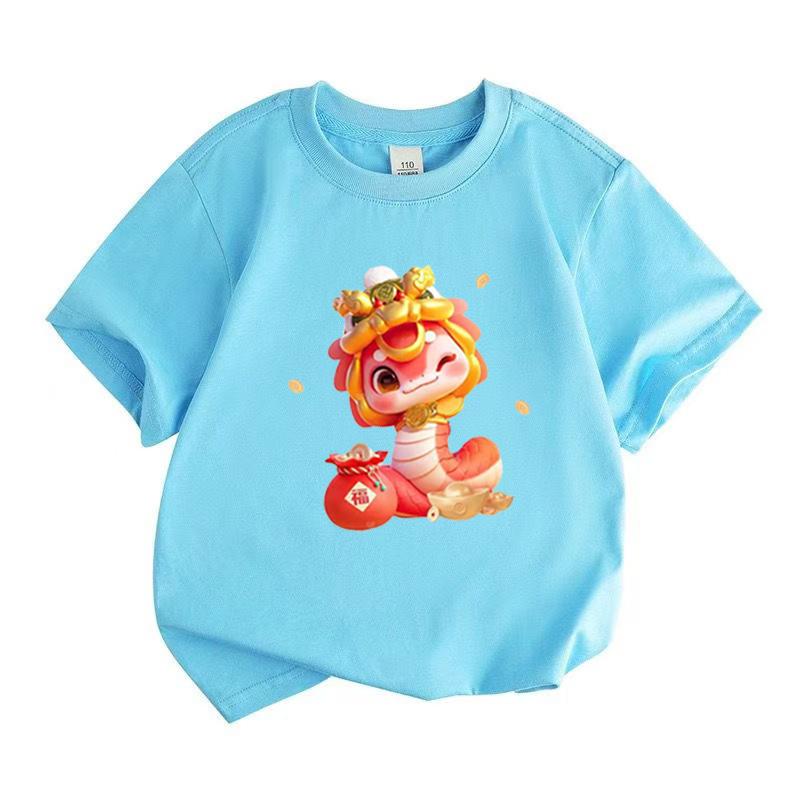 Product Introduction of 2025 Snake Year T-shirt New Year Zodiac Year Couple Outfit Pure Cotton Plus Size Unisex 10