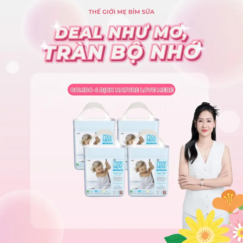 [BBC]  Combo 4 bịch Tã/Bỉm Nature Love Mere (mẫu mới)  bỉm hè mềm mỏng và thấm hút tốt cho bé hàng chính hãng 0