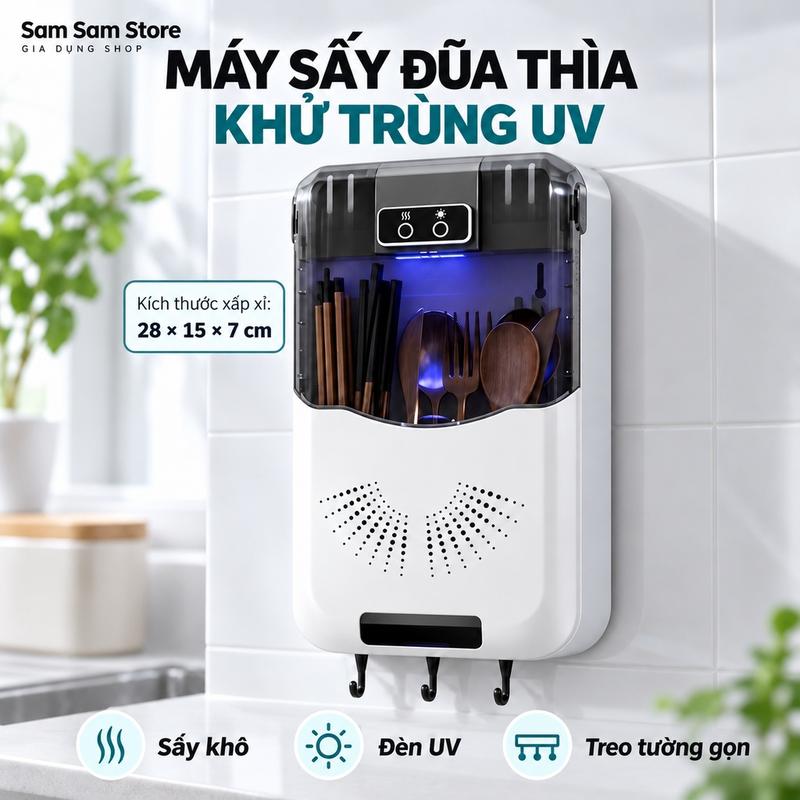 "Máy sấy khử trùnġ đũa thìa bằng tia UV diệt khuẩn, đảm bảo an toàn sức khỏe gia đình bạn."