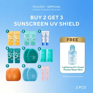[BUY 2 GET 3 Free Micellar Water] TWINPACK Wardah UV Shield Airy Smooth Acne Calming Aqua Tone Up Physical Sunscreen - Skincare