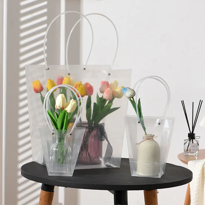 Kantong Buket Bunga Plastik Bouquet Mika Jinjing Tote Bag Bening 2