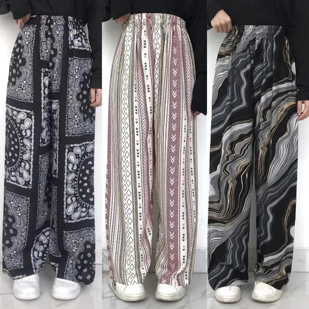 3pcs celana kulot rayon viscose premium Wanita