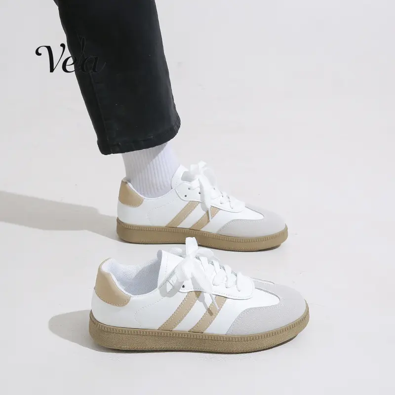 vela Sam-ba Sepatu Sneakers Wanita Sepatu Kerja Wanita Fashion bahan berkualitas tinggi warna hitam Cream-Request penulisan Casual Shoes Kasual Olahraga Cewek 6