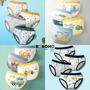 BOBOHO - (4PCS) Paket Pakaian Dalam Anak Laki-Laki Motif Kartun Bahan Katun Halus Lucu Size M & L Nyaman Dipakai Sehari-hari