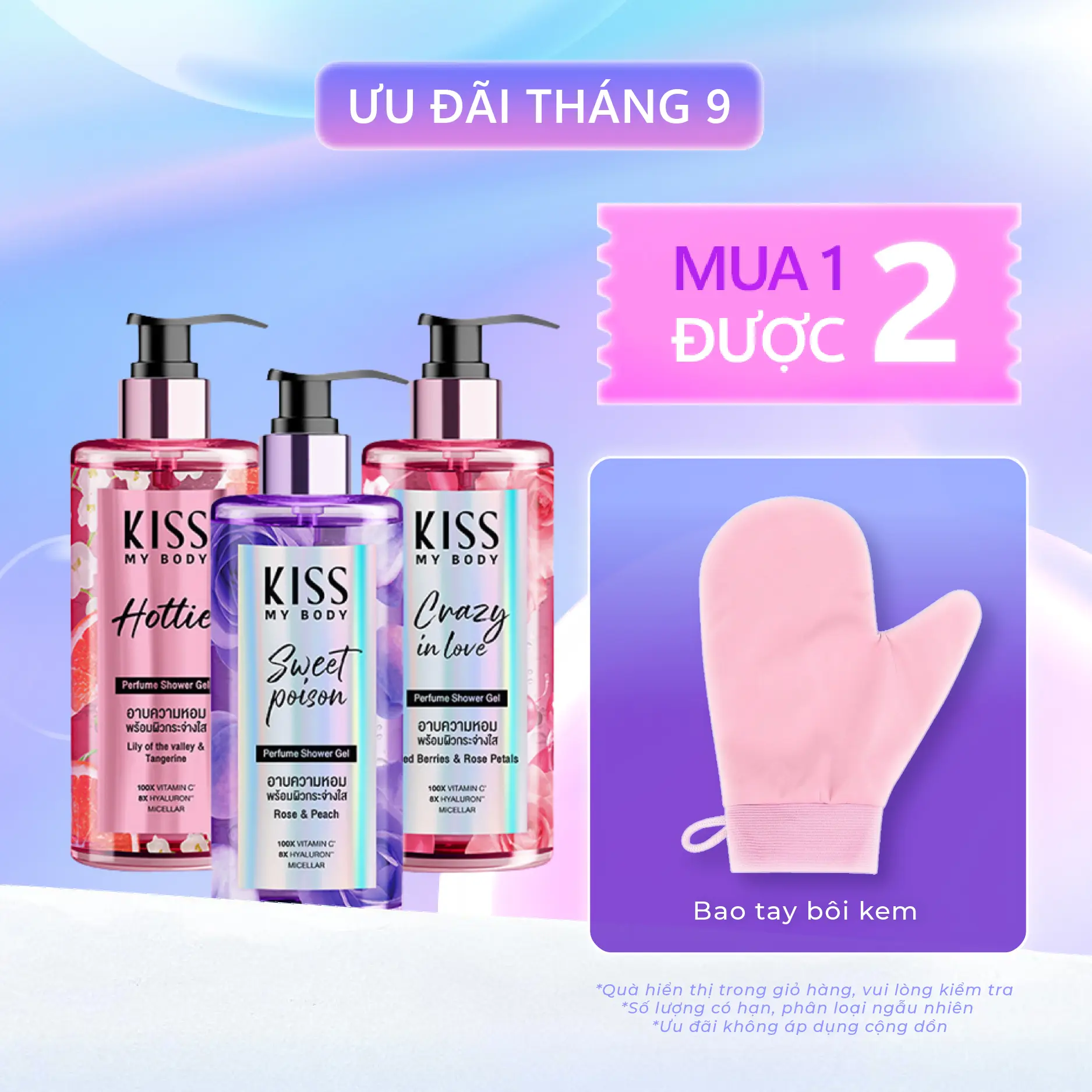 Sữa Tắm Sạch Sâu Hương Nước Hoa Kiss My Body 380ml - Hương Sweet Poison, Hottie, Crazy In Love