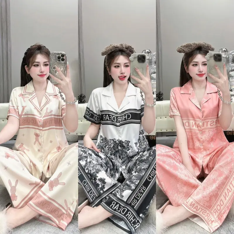 TỔNG HỢP TAY NGẮN Lụa Latin Vải Mềm Mịn Women Quần Có Túi(40-58kg)