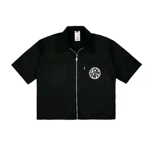 Lawna - Workshirt Boxy Zipper Mix Corduroy - Hitam