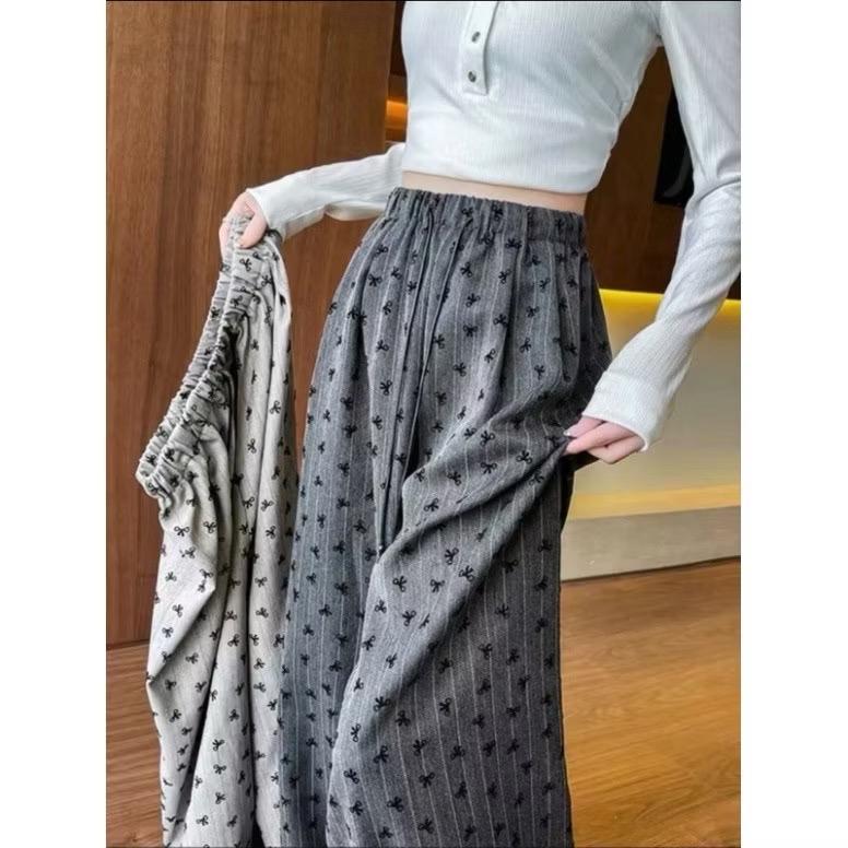 Quần Suông Hè Hoạ Tiết Nơ Trendy Tôn Dáng Thoải Mái, Quần Suông Ống Rộng Phong Cách Hoạ Tiết Nơ Hottrend 4