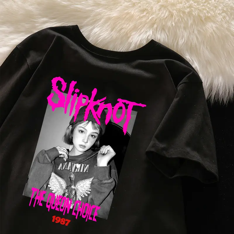 t shirt Nirvana 1987 Katun combed oversize lengan pendek Kaos retro car katun murni korean style wanita top 0