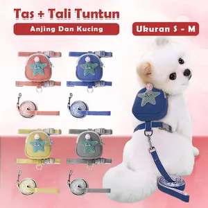 Harness Kucing Anjing Kecil Tali Tuntun Hewan Peliharaan Rompi Cat Dog Harness Dilengkapi Tas Mini