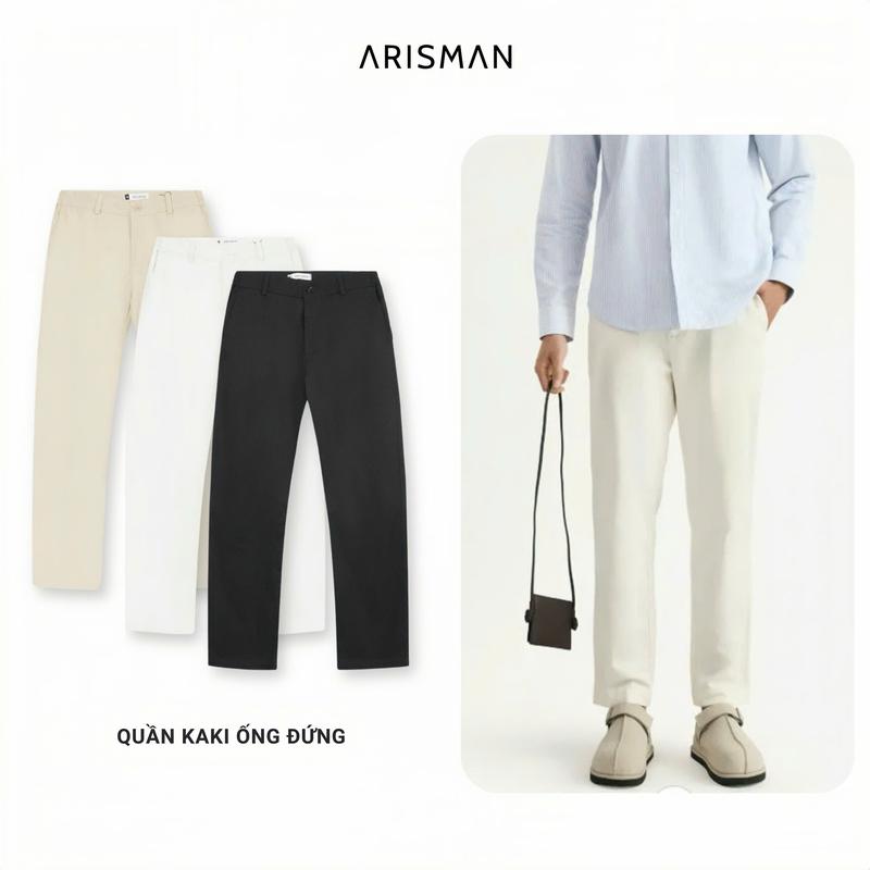 Quần Kaki Ống Đứng Phối Cạp Thun Co Giãn Thoải Mái Chất Vải Cotton 100% Không Xù Lông Mềm Mịn Form Trẻ Trung Dành Cho Nam Giới - ARISMAN