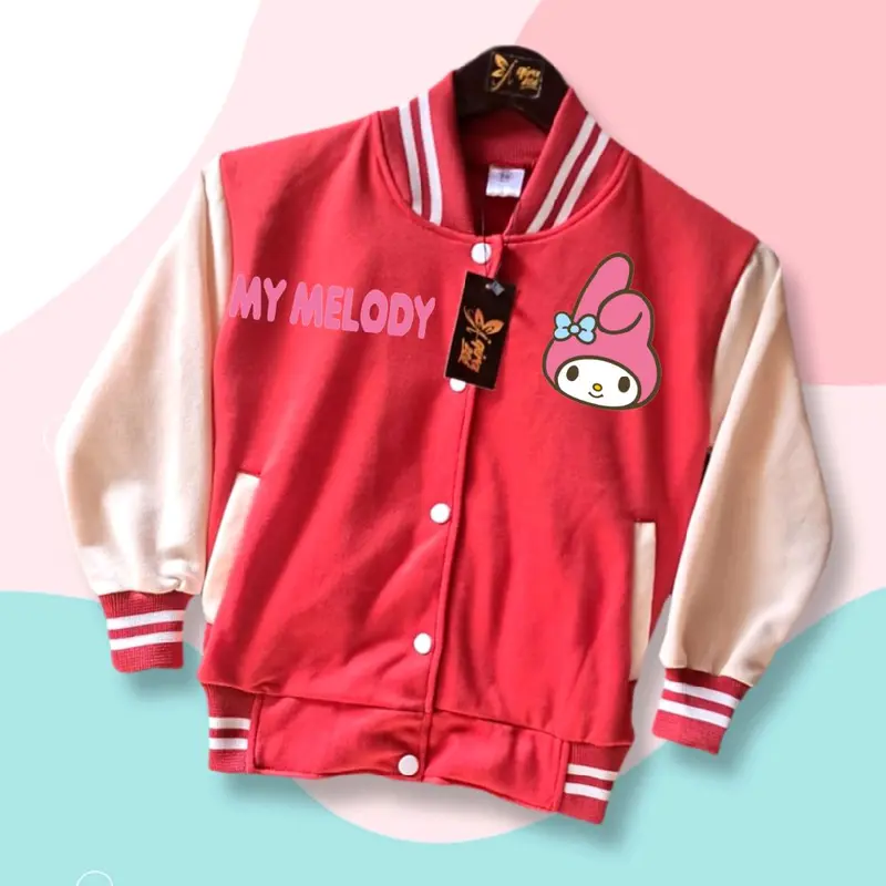 Jaket Varsity Anak Perempuan My Melody Pink Kece Usia 3 5 6 7 8 9 10 Tahun 2