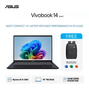 ASUS VIvobook 14 | M1407KA-VIPS5151M - M1407KA-VIPS5152M - M1407KA-VIPS5153M | AMD Ryzen AI 5-340 | RAM 16GB | SSD 512GB | Layar 14"Inch WUXGA IPS | Windows 11 Home + Microsoft Office Home 2024