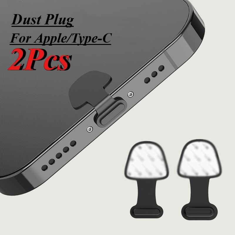 Nắp Chống Bụi, 2 Cái, Dành Cho Cổng Sạc Và Phích Cắm Bụi, Chất Liệu Silicon, Nắp Chống Thất Lạc, Thích Hợp Cho Phụ Kiện Điện Thoại Di Động Apple Và Type-C