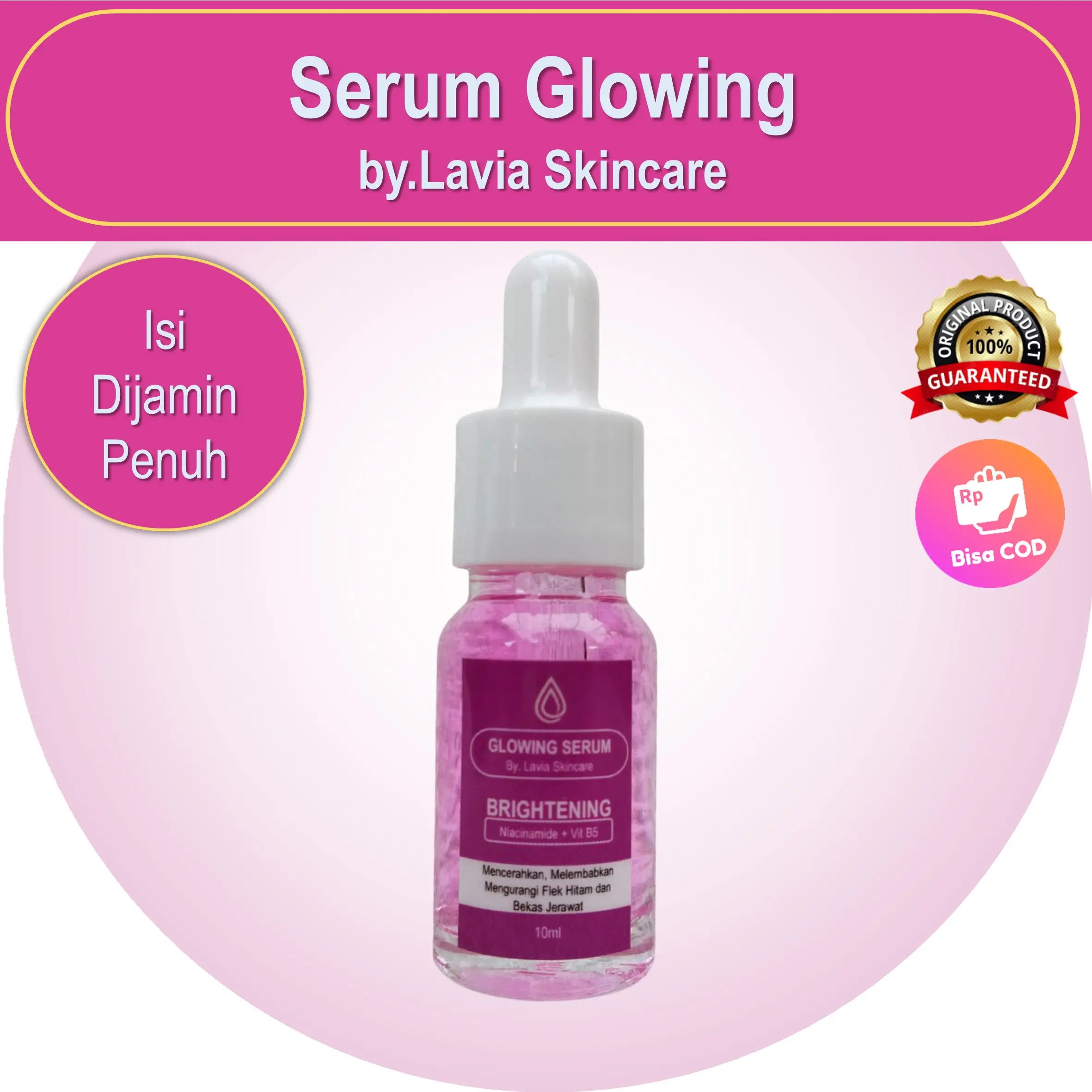 Serum Glowing Pink by Lavia  Skincare Mencerahkan Mengencangkan