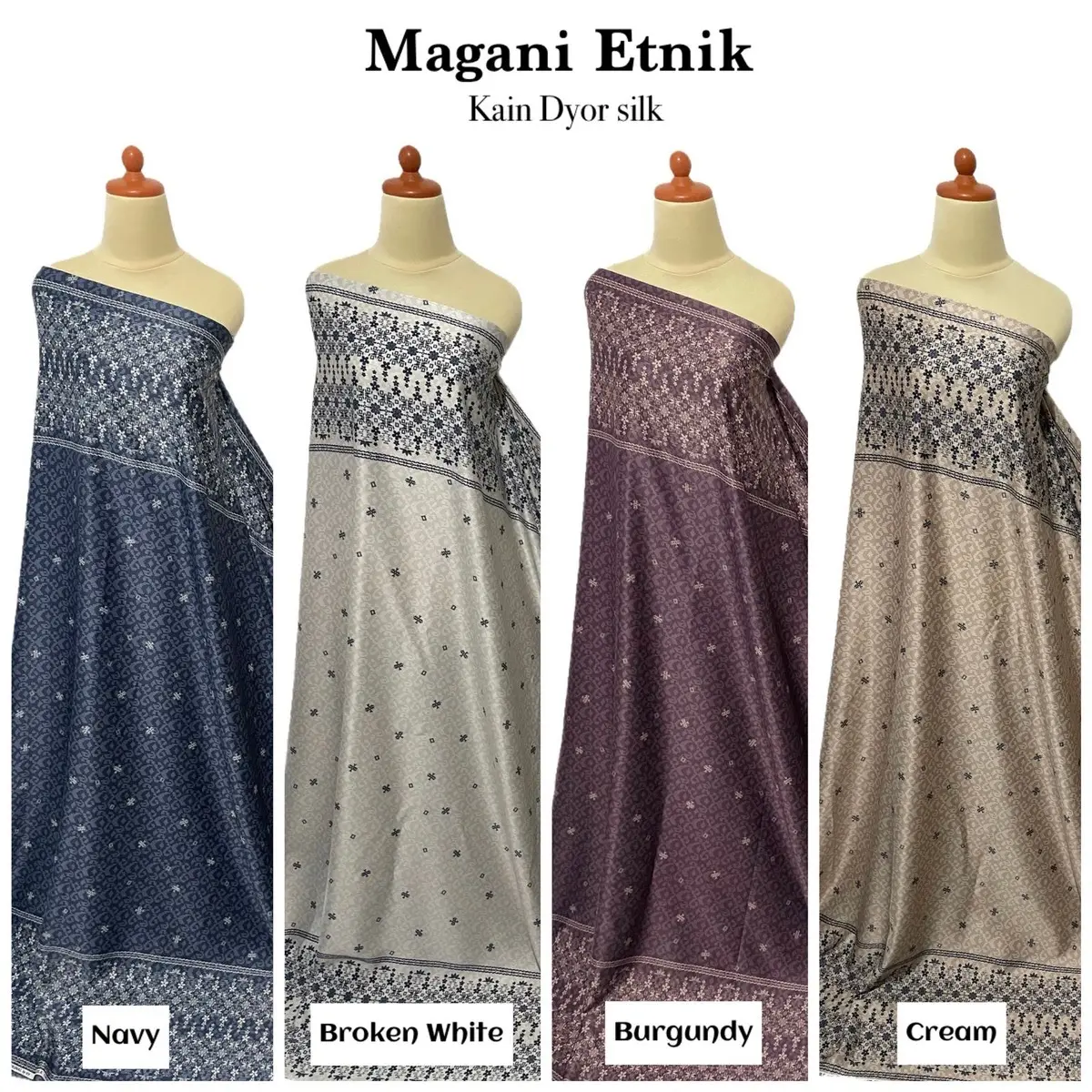 Bahan kain diyor silk / bahan silky licin lembut/ bahan baju gamis seragaman keluarga / bahan silk motif mewah elegan