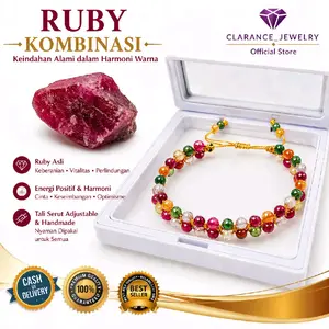 [CLARANCEJEWELRY] Gelang Serut Batu Alam Ruby  Kombinasi Desain 2layer batu