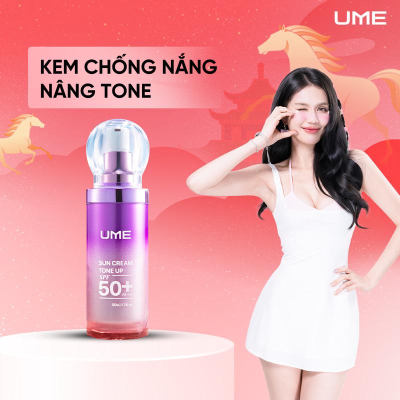  Kem Chống Nắng Nâng Tông UME SPF50+ PA+++ 50g Hỗ Trợ Kháng Nước Kiềm Dầu Cấp Ẩm Chăm Sóc Da Nữ Women Skincare Dưỡng Ẩm Da 