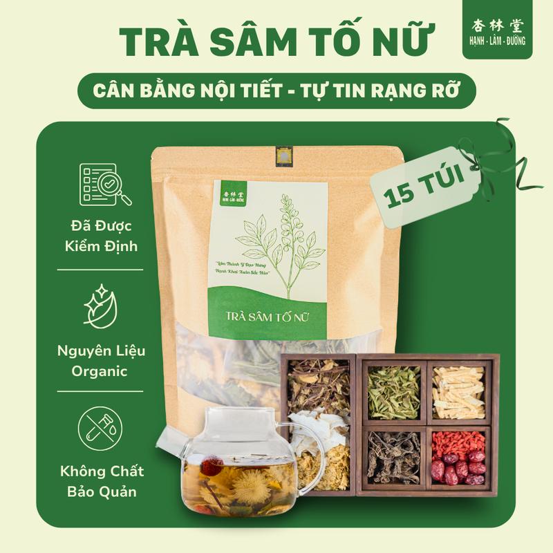 Set 15 Gói trà Sâm.Tố.Nữ 8 vị dùng trong 30 ngày, Nguyên liệu hữu cơ, vị ngọt thanh mát, Nước trà chè tea không Chua