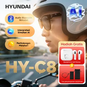 【Super Sale】Hyundai HY-C8 Headset Kacamata Bluetooth Pintar Teknologi Hitam Kacamata Hitam Olahraga Mengemudi Sepeda Motor Antibocor Kacamata Hitam Multifungsi Earphone Headphone Wireless Bass Microphone-02