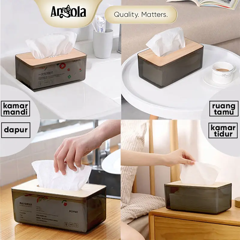 Angola Shop Kotak Tissue aesthetic  D43 Tissue Box  /Box Tissue Minimalis / Wadah Tisu Tempat Tisu Minimalis/ Dengan Tutup Plastik Kotak Tisu aesthetic 0