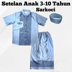 Setelan Baju Muslim Koko Anak Laki-laki Sarkoci Usia 3-14 Tahun Motif Batik Gus Iqdam katun Premium set el ankoko baju koko anak laki Kombinasi Celana Kaos Peci