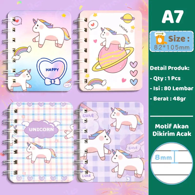 Notebook A7 Buku Kecil Catatan Scrapbook Mini Buku Notes Kecil Alat Tulis Sekolah 3