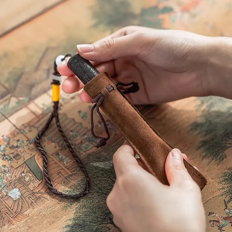 Flameless Windproof Incence Candle Lighter USB Rechargeable Woodcrafted with Ancient Chinese Carvings Innovative Lighter with Blow Ignition