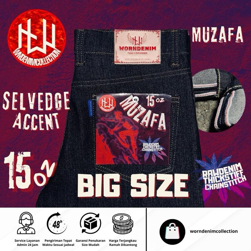 WORNDENIM-Bigsize Muzafa Series-raw denim 15 oz-buttonfly-sanforized-slimstright-non stretch Celana Panjang 1