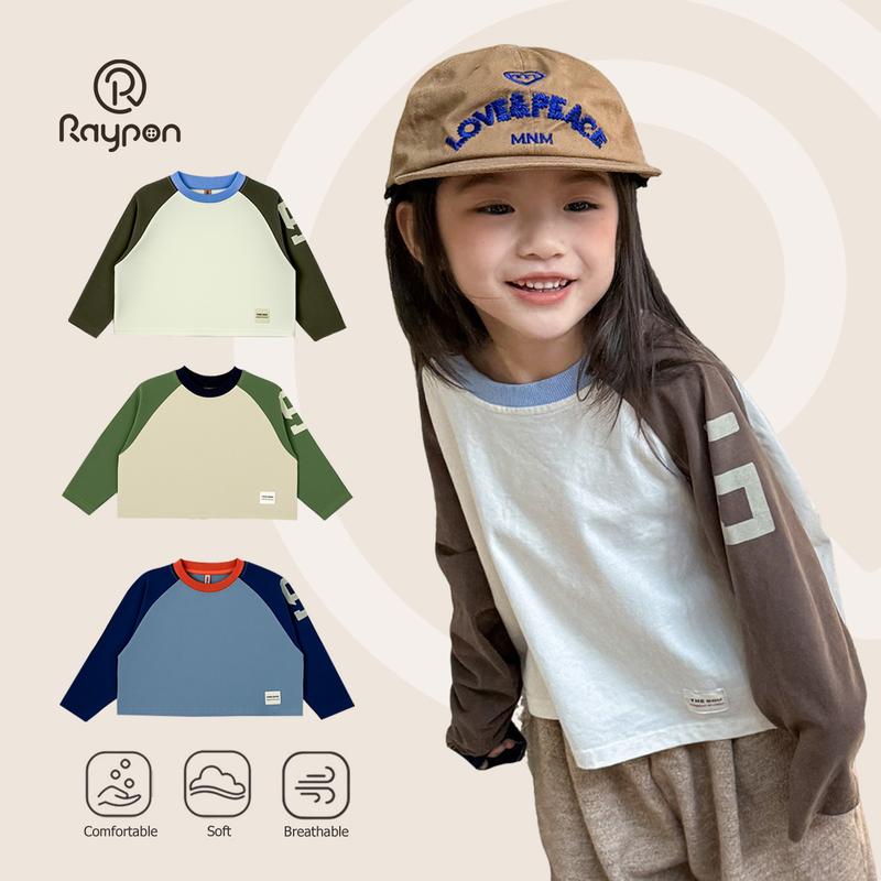 【6508 Áo Thun Dài Tay Cho Trẻ Em Phong Cách Hàn Quốc Mùa Thu Áo Nỉ Cho Bé Trai Và Bé Gái Áo Sơ Mi Cơ Sở Hợp Xu hướng Và Dễ Thương Thích Hợp Cho 8-28KG Năm 2025