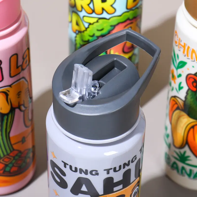 Product Introduction of Digisoria PH 800ml Solid Colored Handheld Tungtung Sahur Water Bottle Cup with Fun Animal Designs straw tumbler kids 18