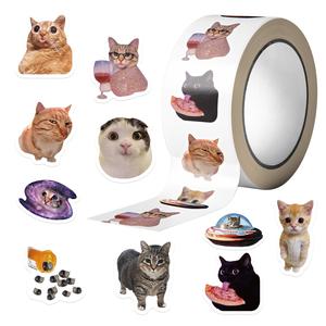 500pcs Serie de Calcomanías de Gato de Dibujos Animados Emojis Enrollables, Selladoras para Tazas, Laptop, Maleta de Viaje, Cuaderno, Pegatinas Decorativas para Hazlo Tú Mismo, Regalo de Cumpleaños