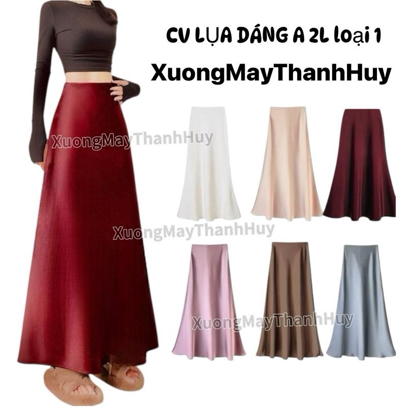 CV LỤA DEAL MỞ BÁN Chân Váy LỤA 2lớp Dáng Dài Váy A che khuyết điểm tôn dáng Lụa vân mặt vải Lì bóng ít -MSF 489