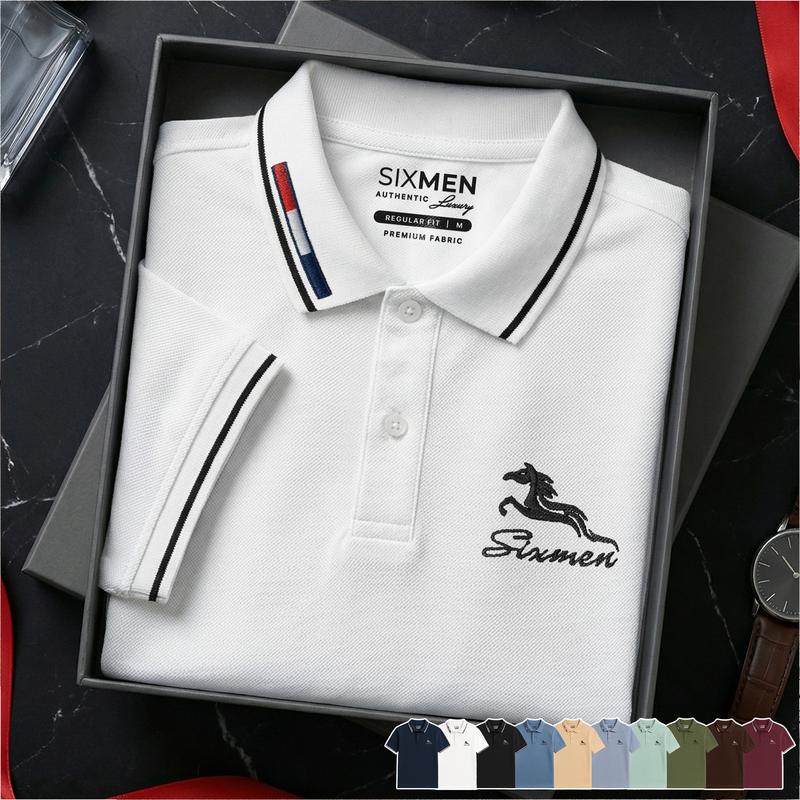  Áo Polo nam cao cấp Có Cổ bẻ  Tặng Hộp Gói Quà Xịn  11 màu Mã Đáo Thành Công - Polo SIXMEN vải cá sấu cotton CVC Thoáng mát Menswear Ngắn Tay 