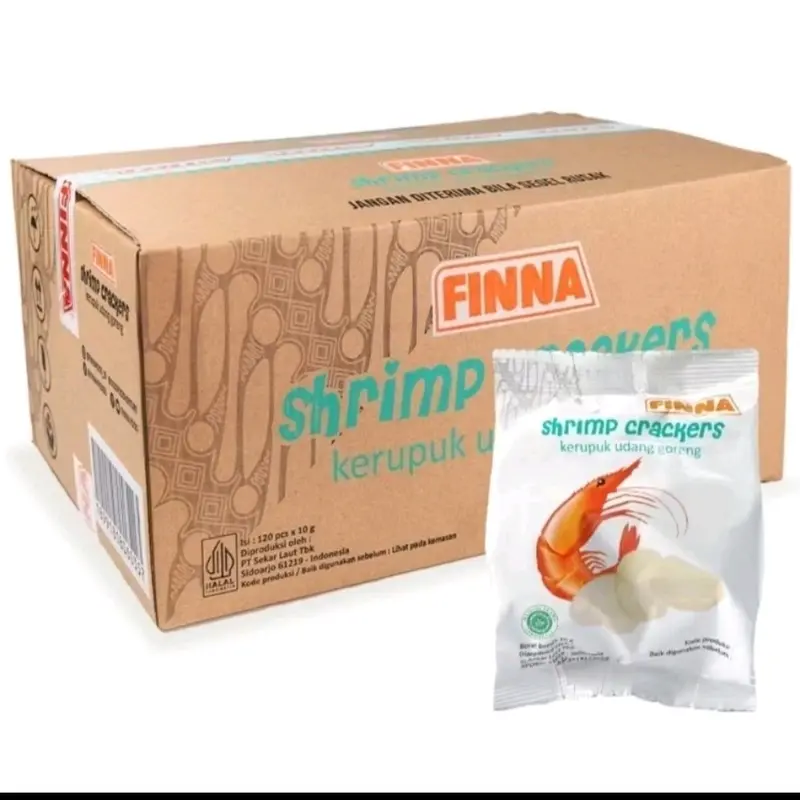 (1dus / 120pcs ) krupuk udang fina 10gr siap makan Snack Food 0