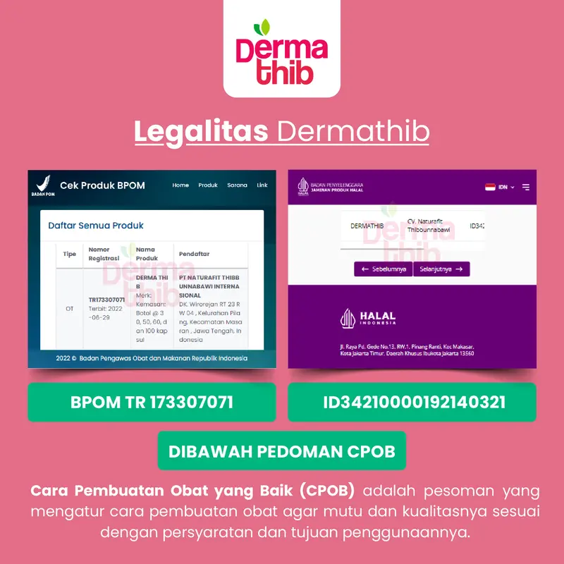Dermathib Perawatan Jerawat dan Bekas Jerawat Wajah, Jerawat Meradang, Jerawat Punggung, Jerawat Bopeng Gatal Berjerawat BPOM Isi 60 6