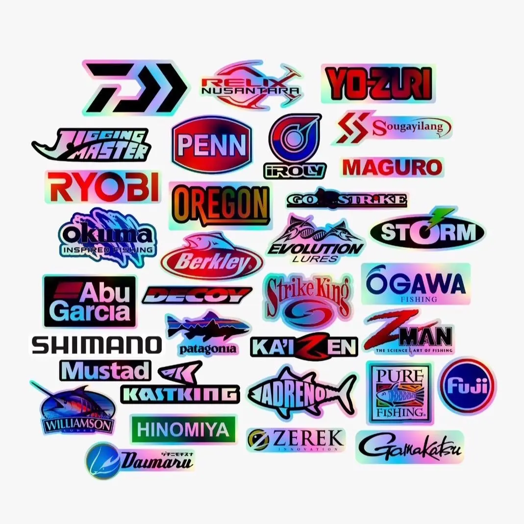 Stiker Cutting Hologram Brand Pancing Tackle Box Joran Mancing Umpan Alat Lure Olahraga