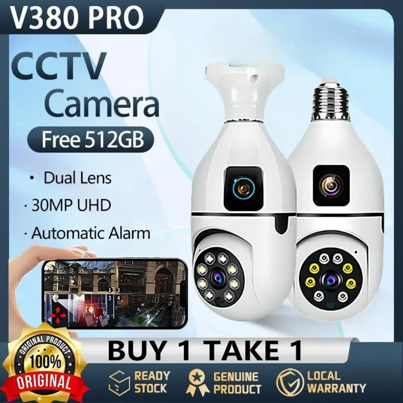 【BUY 1 TAKE 1】 V380 PRO Dual Lens Bulb CCTV Camera Wireless Dual ...