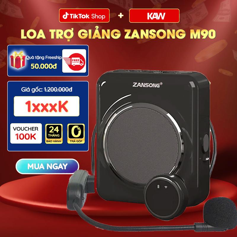 Máy Trợ Giảng Không Dây Zansong KAW Kèm 2 MIC Pin Trâu Nhỏ Gọn Âm Thanh Lớn Kết Nối Bluetooth