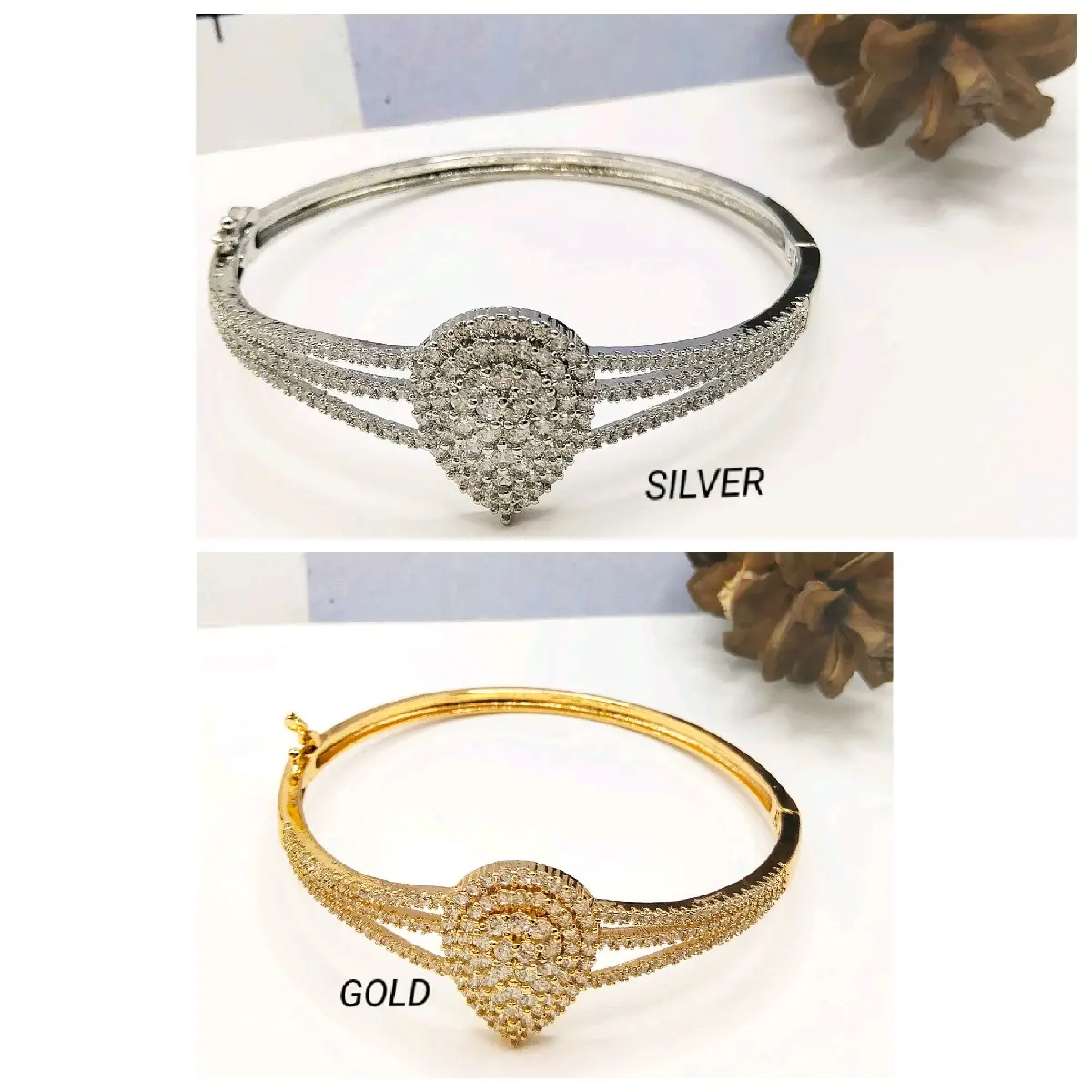 Gelang tangan bangle full permata zirconia berlapis emas GE Bracelets