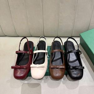 Min-b36 Giày Sục Hậu Bệt Nơ Da Cao Cấp Nhiều Màu Sắc Đẹp Cho Bạn Chọn